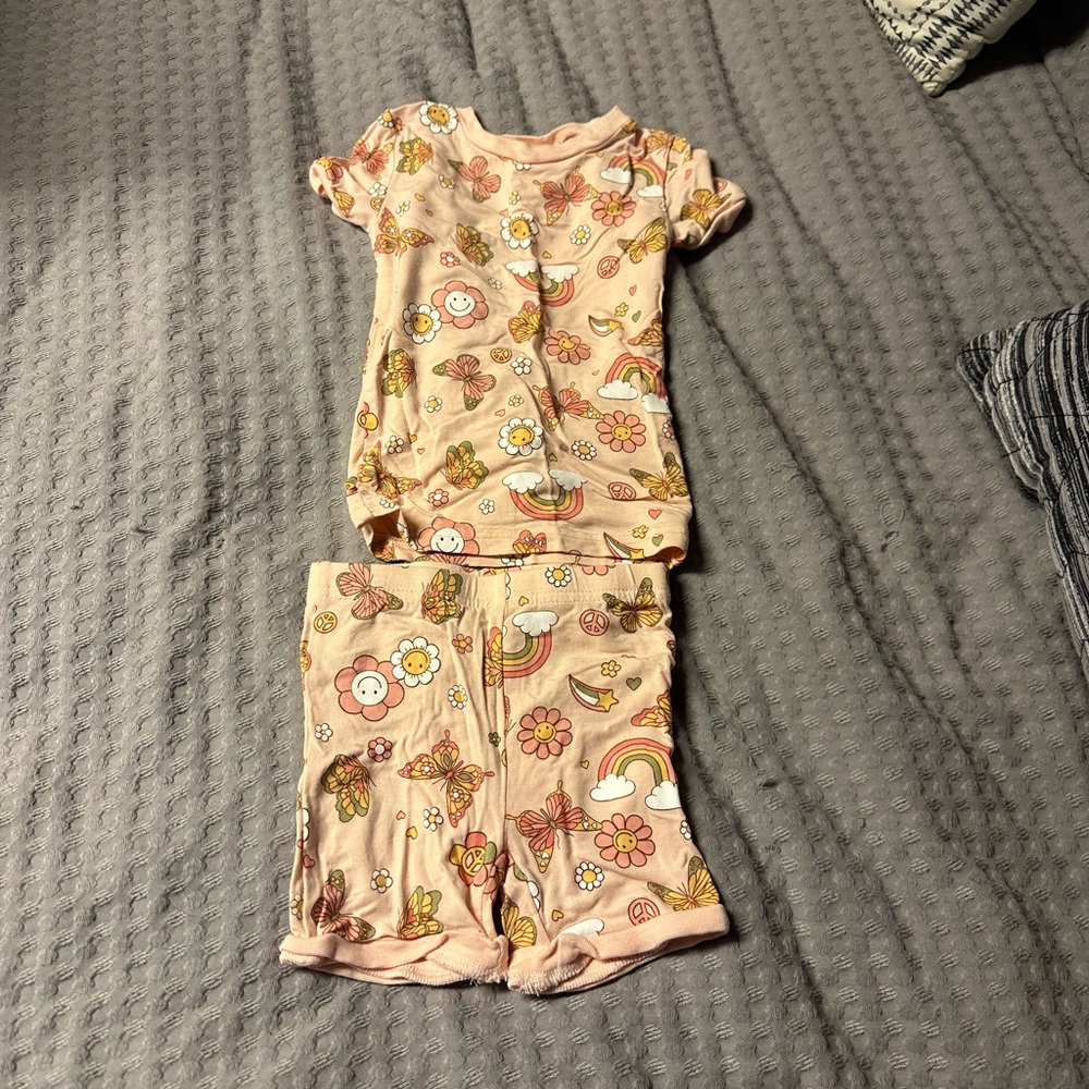 Charming Floral and Rainbow Kids Pajama Set